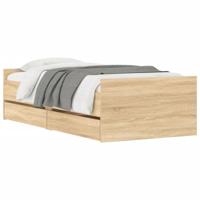 vidaXL Bedframe met lades sonoma eikenkleurig 90x190 cm, bed, bed met opbergruimte, 1-persoons bedframe, 1-persoonsbed, slaapkamermeubilair, bedbodem