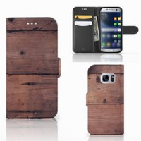 Samsung Galaxy S7 Book Style Case Old Wood - thumbnail