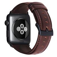 By Qubix - Luxe Echt Lederen bandje - Bruin - Compatible met Apple Watch 38mm / 40mm / 41mm / 42mm - Compatible Apple watch bandjes