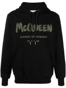 Alexander McQueen Graffiti logo-print cotton hoodie - Noir