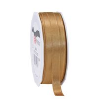 1x Luxe bronzen satijnen lint rollen 1 cm x 25 meter cadeaulint verpakkingsmateriaal