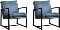 Set van 2 Blauwe leren industriële design fauteuils Secret - Kenia Leer Denim (blauw leer) - thumbnail