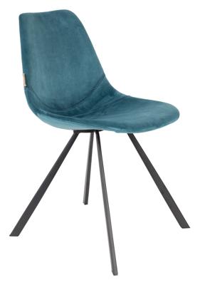 Dutchbone Eetkamerstoel Franky Velvet - Petrol
