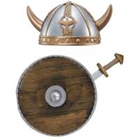 Carnaval verkleed set Viking/ridder - helm/zwaard en schild - middeleeuws