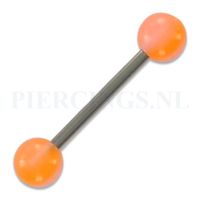 Tongpiercing acryl oranje bruis oranje streep