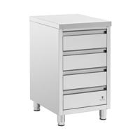 Royal Catering RCCD-4S roestvrijstalen werkkast, 4 schuifladen, in hoogte verstelbaar, roestvrij stalen werkkast, gastro ladekast