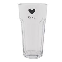 Clayre & Eef Waterglas 320 ml Transparant Glas Hart Love Drinkbeker Drinkglas