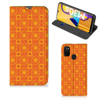 Samsung Galaxy M30s | M21 Hoesje met Magneet Batik Oranje - thumbnail