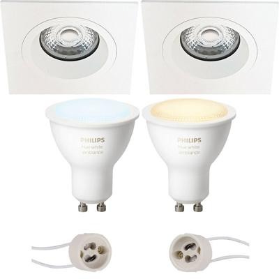 Pragmi Rodos Pro - Inbouw Vierkant - Mat Wit - 93mm - Philips Hue - Led Spot Set Gu10 - White Ambiance - Bluetooth Pragmi Rodos Pro - Inbouw Vierkant - Mat Wit - 93mm - Philips Hue - Led Spot Set Gu10 - White Ambiance - Bluetooth