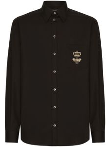 Dolce & Gabbana chemise en coton à logo brodé - Noir