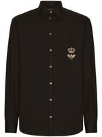 Dolce & Gabbana chemise en coton à logo brodé - Noir