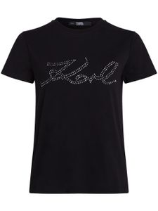 Karl Lagerfeld t-shirt Signature à ornements strassés - Noir