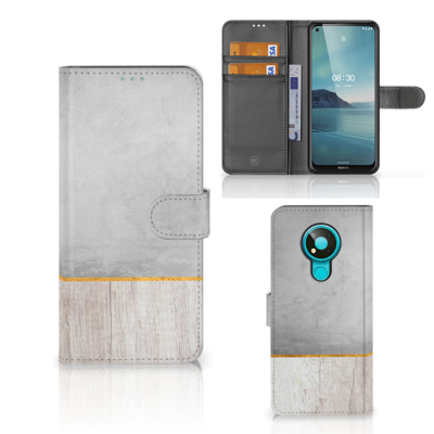 Nokia 3.4 Book Style Case Wood Concrete Nokia 3.4 Book Style Case Wood Concrete