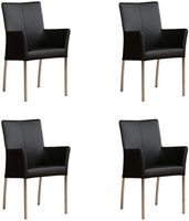 Set van 4 Zwarte leren moderne eetkamerstoelen Comfort - Toledo Leer Nero (zwart leer) - thumbnail