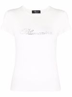 Blumarine t-shirt à logo strassé - Blanc