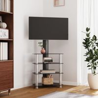 Tv-standaard hoek 4-laags voor 32-70 inch zwart en zilverkleur - thumbnail