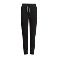 WE Fashion slim fit joggingbroek met zijstreep zwart/olijfgroen/wit
