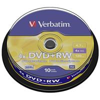 Verbatim DVD + RW 4,7 GB - 4x brandsnelheid, lange levensduur, krasbescherming, 10 Pack Spindle