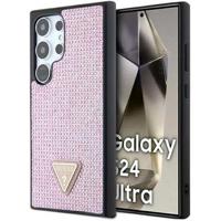 Samsung Galaxy S24 Ultra Guess Rhinestones Triangle Metal Logo Case - Pink - thumbnail