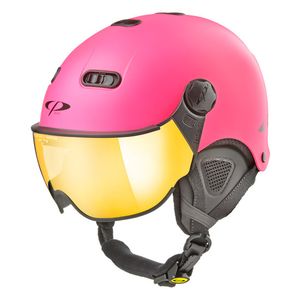 CP Carachillo XS skihelm roze fluo mat - helm met spiegel vizier (☁/☀)