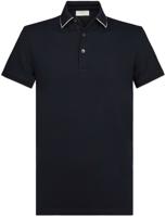 Profuomo Heren Poloshirt Navy Contrast Details Garment Washed Slim Fit