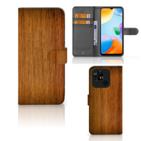 Xiaomi Redmi 10C Book Style Case Donker Hout - thumbnail