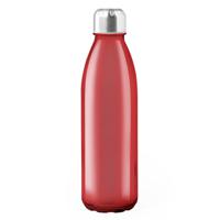 Glazen waterfles/drinkfles met RVS dop - rood transparant - 650 ml - Sportfles - Bidon - thumbnail