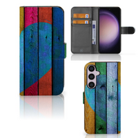 Samsung Galaxy S24 Plus Book Style Case Wood Heart - Cadeau voor je Vriend - thumbnail