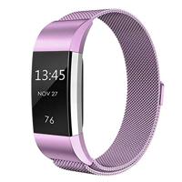 By Qubix - Compatible met Fitbit Charge 2 milanese bandje - Maat: Small - Lila - Compatible fitbit bandje