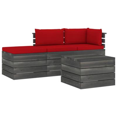 vidaXL 4-delige Loungeset met kussens pallet massief grenenhout vidaXL 4-delige Loungeset met kussens pallet massief grenenhout