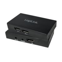 LogiLink 2 poorten DisplayPort-splitter Ultra HD-geschikt 3840 x 2160 Pixel Zwart - thumbnail