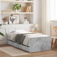 vidaXL Bedframe met lades betongrijs 90x190 cm, bed, bed met opbergruimte, 1-persoons bedframe, 1-persoonsbed, slaapkamermeubilair, bedbodem