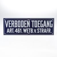 Bord metaal "verboden toegang art.nr." - thumbnail