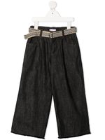 Brunello Cucinelli Kids pantalon droit à taille haute ceinturée - Bleu