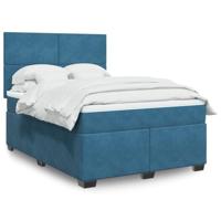 vidaXL Boxspring met matras fluweel blauw 140x200 cm, boxspring, ledikant, bedframe, bed, boxspring bed, bedbodem, seniorenbed, senioren bed