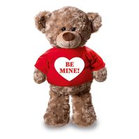 Knuffel teddybeer Be Mine hartje rood shirt 24 cm