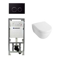 Villeroy & Boch Subway 2.0 Inbouwset met wandclosetpot wit softclose zitting afdekplaat sigma20 zwart 0124005/0701131/0124060/sw53746/ - thumbnail