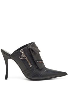 Diesel mules D-Venus Pocket 100 mm en cuir - Marron