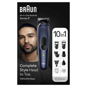 Braun MGK7421 Tondeuse, Baardtrimmer, Bodygroomer, Oor- en neushaartrimmer Afspoelbaar Blauw (mat)