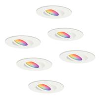 Set van 6 Napels smart inbouwspots - IP65 Waterdicht - 8 Watt 600 Lumen - Kantelbaar - Wifi + Bluetooth - RGBWW - Google Home, Amazon Alexa en Siri - Wit - Voor binnen en buiten