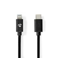 Nedis CCGP39650BK20 Lightning Kabel Usb 2.0 Apple Lightning 8-pins Usb-c™ Male 480 Mbps Vernikkeld 2.00 M Rond Pvc Zwart Envelop