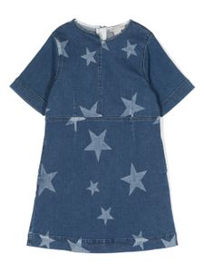 Stella McCartney Kids robe mi-longue en jean imprimé - Bleu