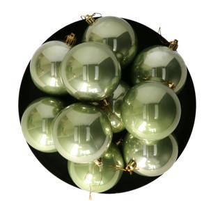 Othmar Decorations kerstballen - 18x st- 8 cm - salie groen - kunststof