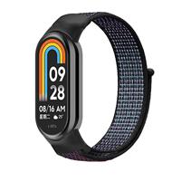 By Qubix - Sport loop nylon bandje - Zwart met paars - Compatible met Xiaomi Smart Band 8 & 9 - Compatible Xiaomi bandje