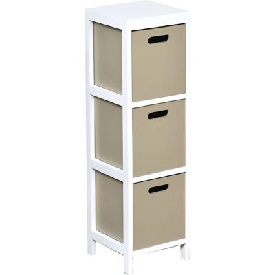 Gebor - Zeer Mooie Ladekast Met 3 Laden 77x22x22cm - Ladekast – Mdf/paulownia – Wit/taupe – Opbergen – Meubel –