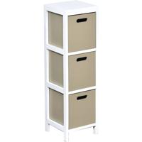 Gebor - Zeer Mooie Ladekast Met 3 Laden 77x22x22cm - Ladekast – Mdf/paulownia – Wit/taupe – Opbergen – Meubel –