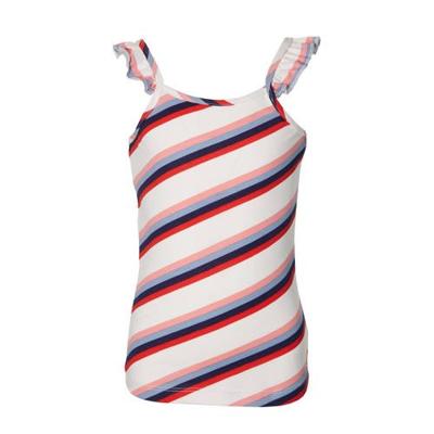 Quapi Girls gestreepte singlet Feden wit/roze/donkerblauw