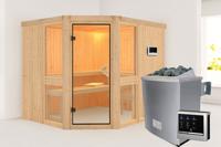 Karibu | Amelia 3 Sauna | Helderglas Deur | Kachel 9 kW Externe Bediening