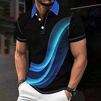 3D Casual Voor heren Korte mouw Casual Alledaagse kleding Lente zomer Afdrukken Strijkijzer Zwart Micro-elastisch 95% Polyester 5% Spandex Piqué poloshirt Lightinthebox