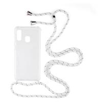 Shop4 - Samsung Galaxy A20e Hoesje - Zachte Back Case met Koord Multi Wit